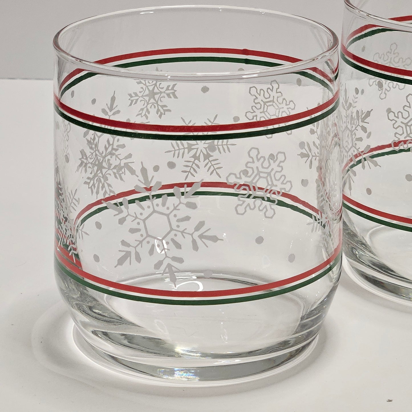 Holiday juice glasses, snowflake design