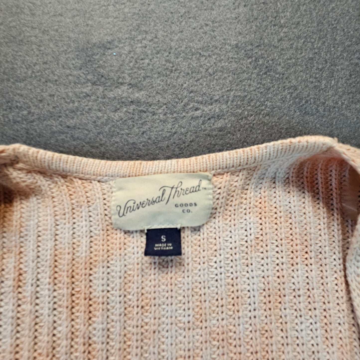 Universal Threads long-sleeve cardigan with front pockets, 100% cotton, marbled peach, S