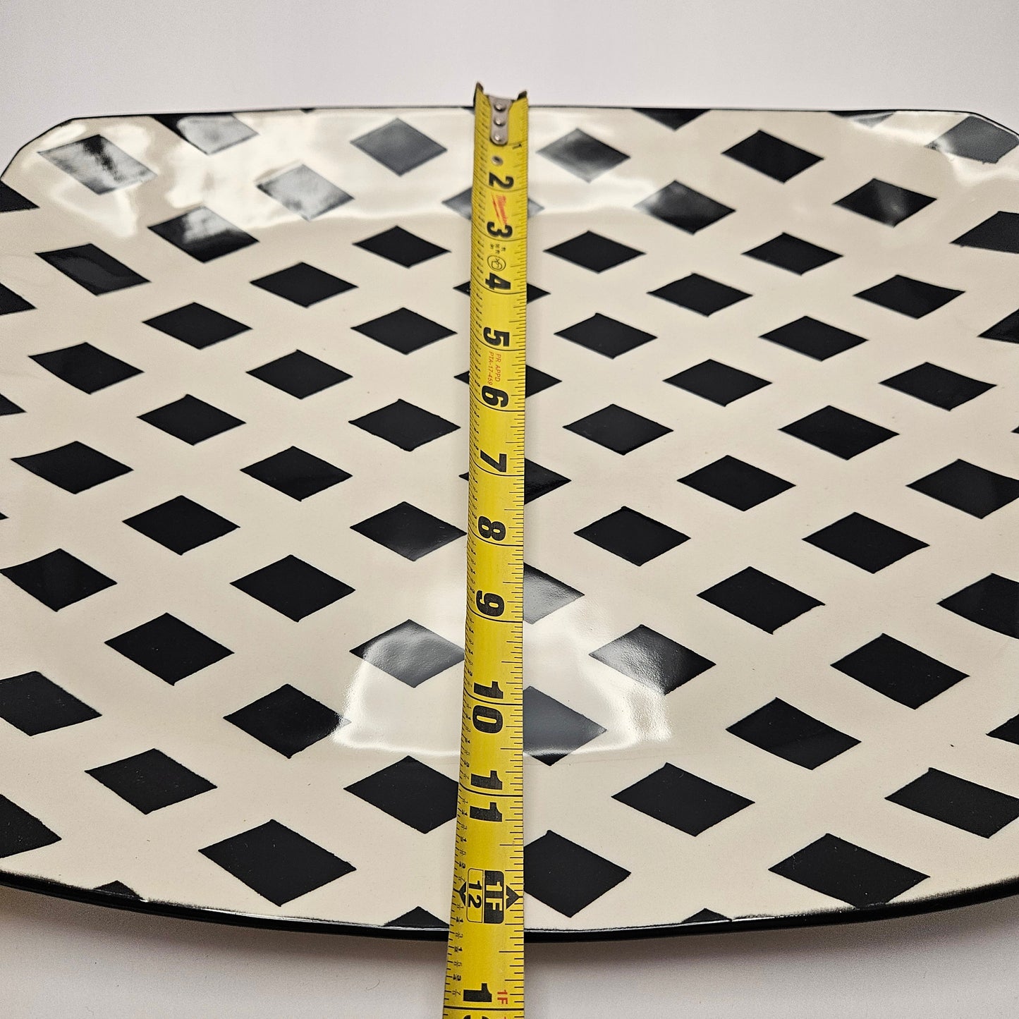 RARE Vintage Dorothy Hafner STATS 17" Platter, 1984, White Harlequin pattern