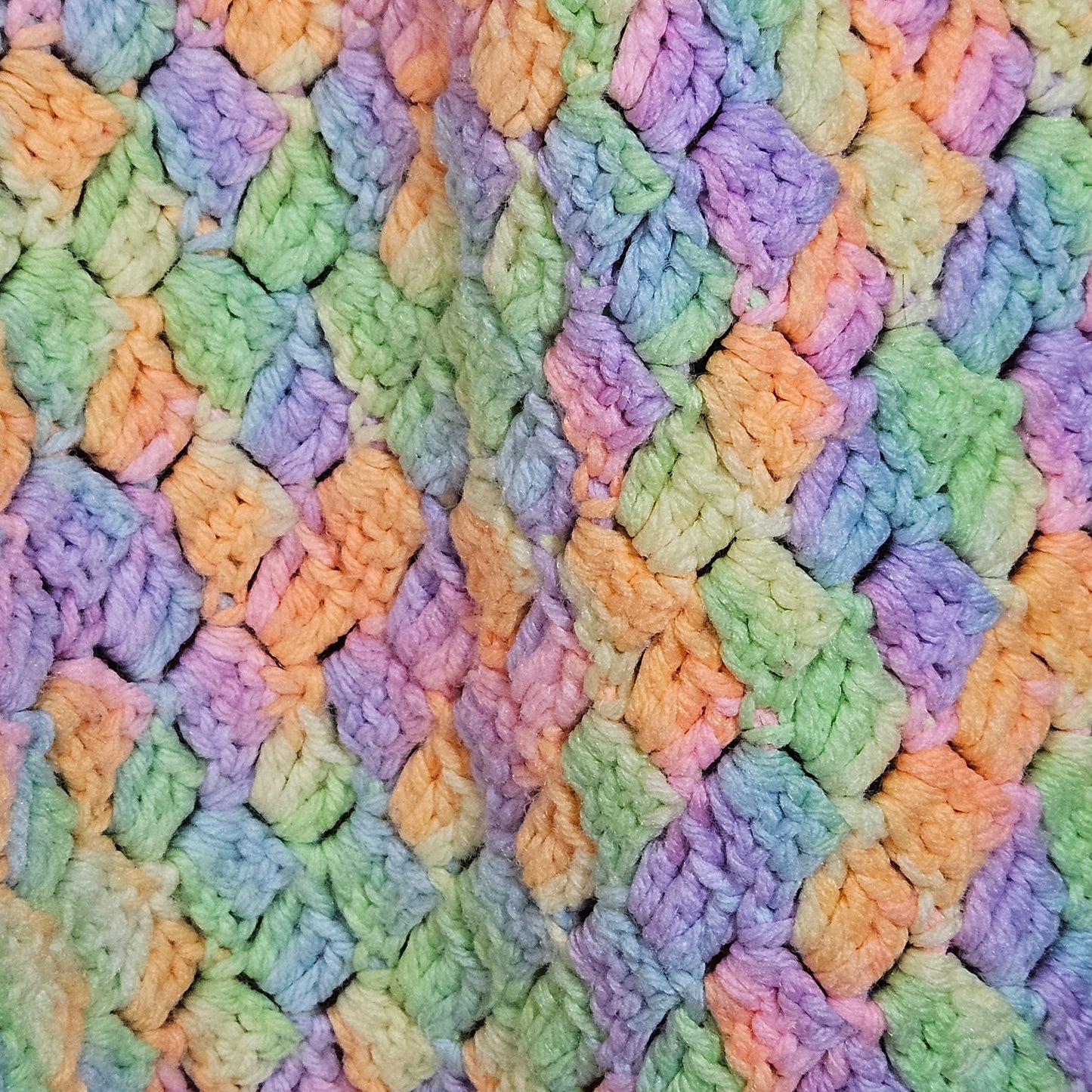 54" x 43" pastel crocheted blanket
