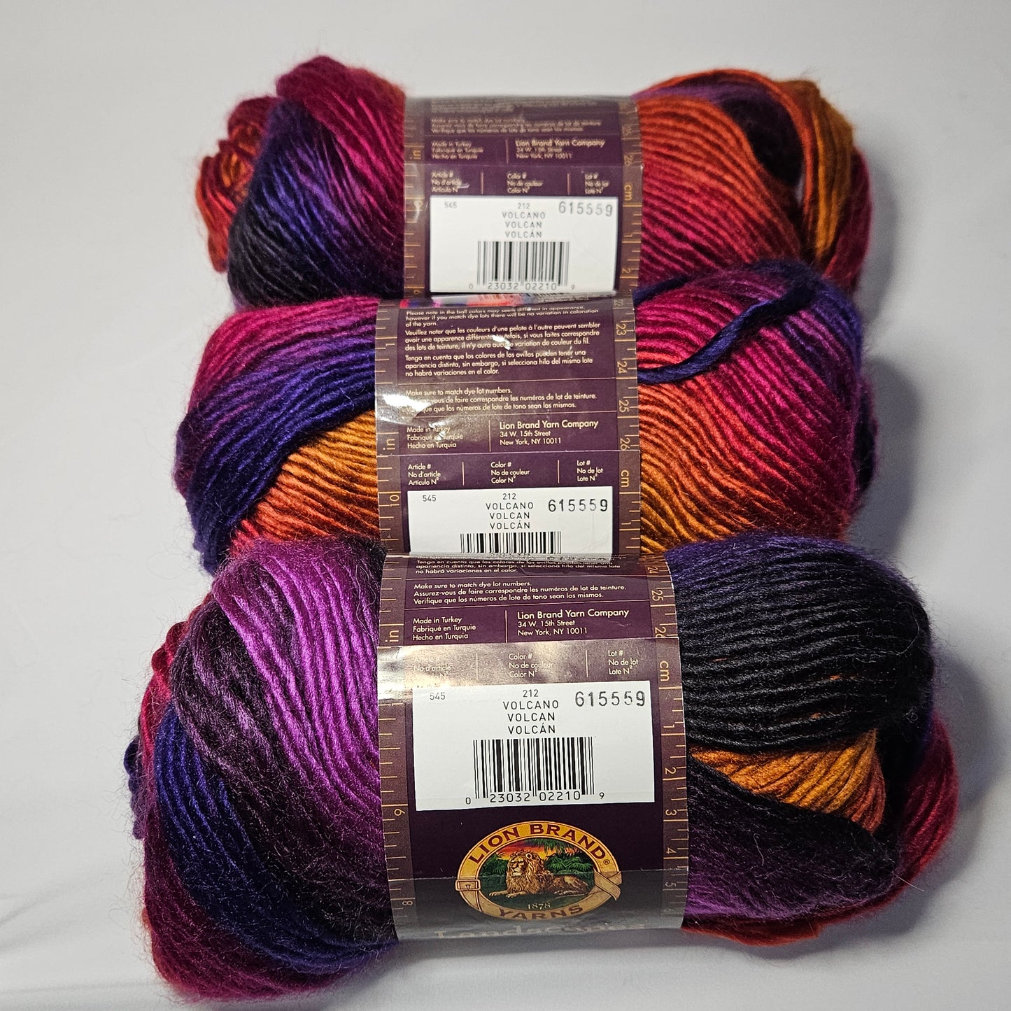 Lion Brand Landscapes acrylic yarn, Volcano, 3 skeins, 4 medium