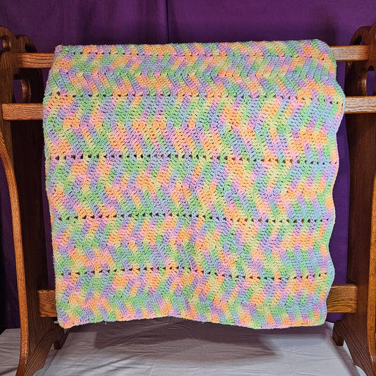 48" x 40" pastel crocheted blanket