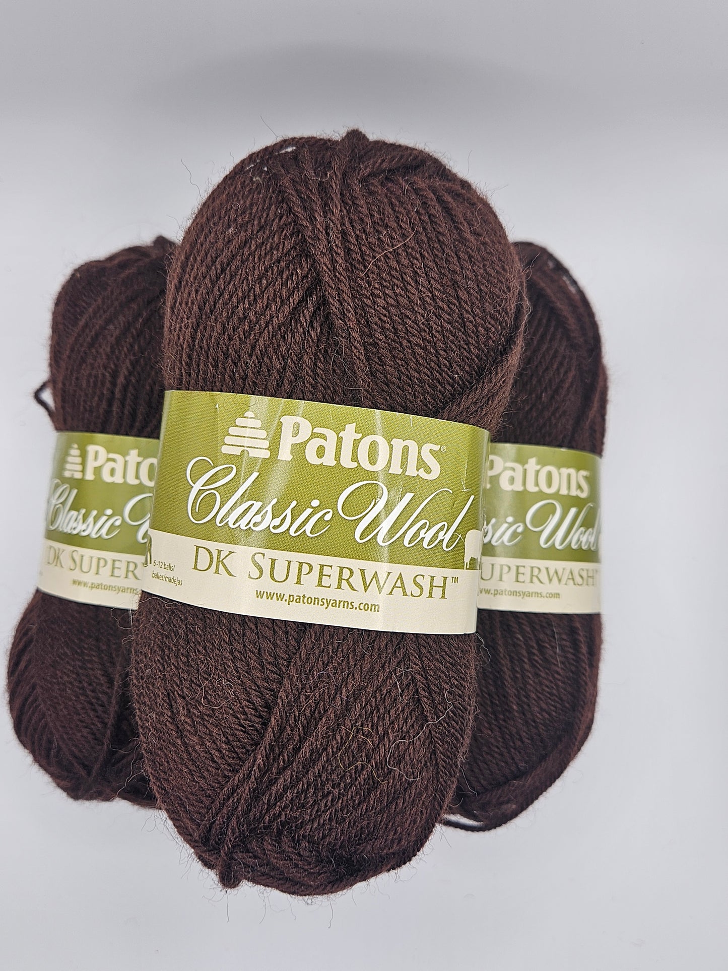Patons Classic Wool DK Superwash Mocha 3 Skeins 1.75 oz/125 yds ea