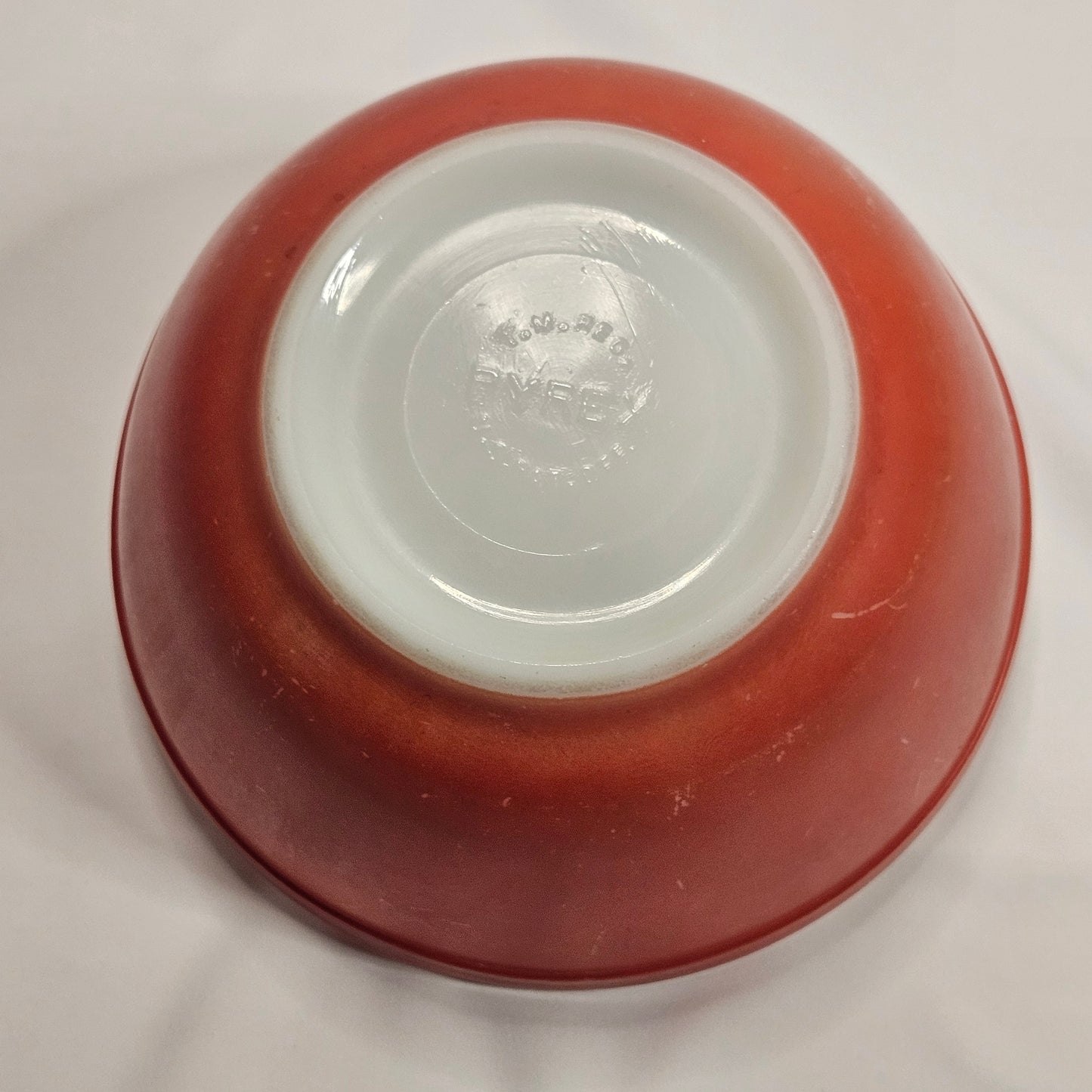 Vintage Pyrex primary red mixing bowl, TM REG USA early stamp