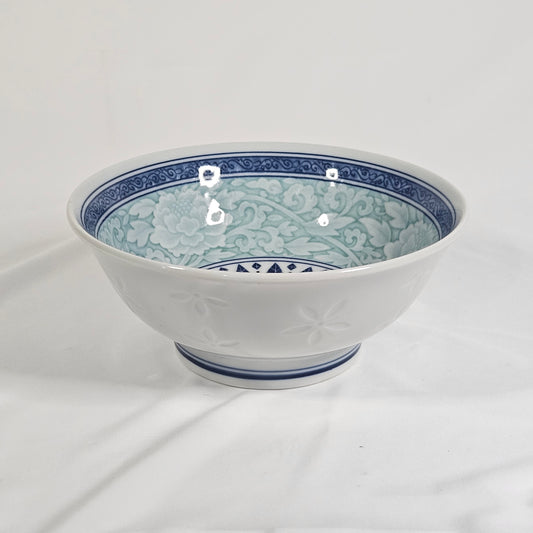 Ramen Bowl, Blue and green geometric design, 8.5 x 3.5 inches