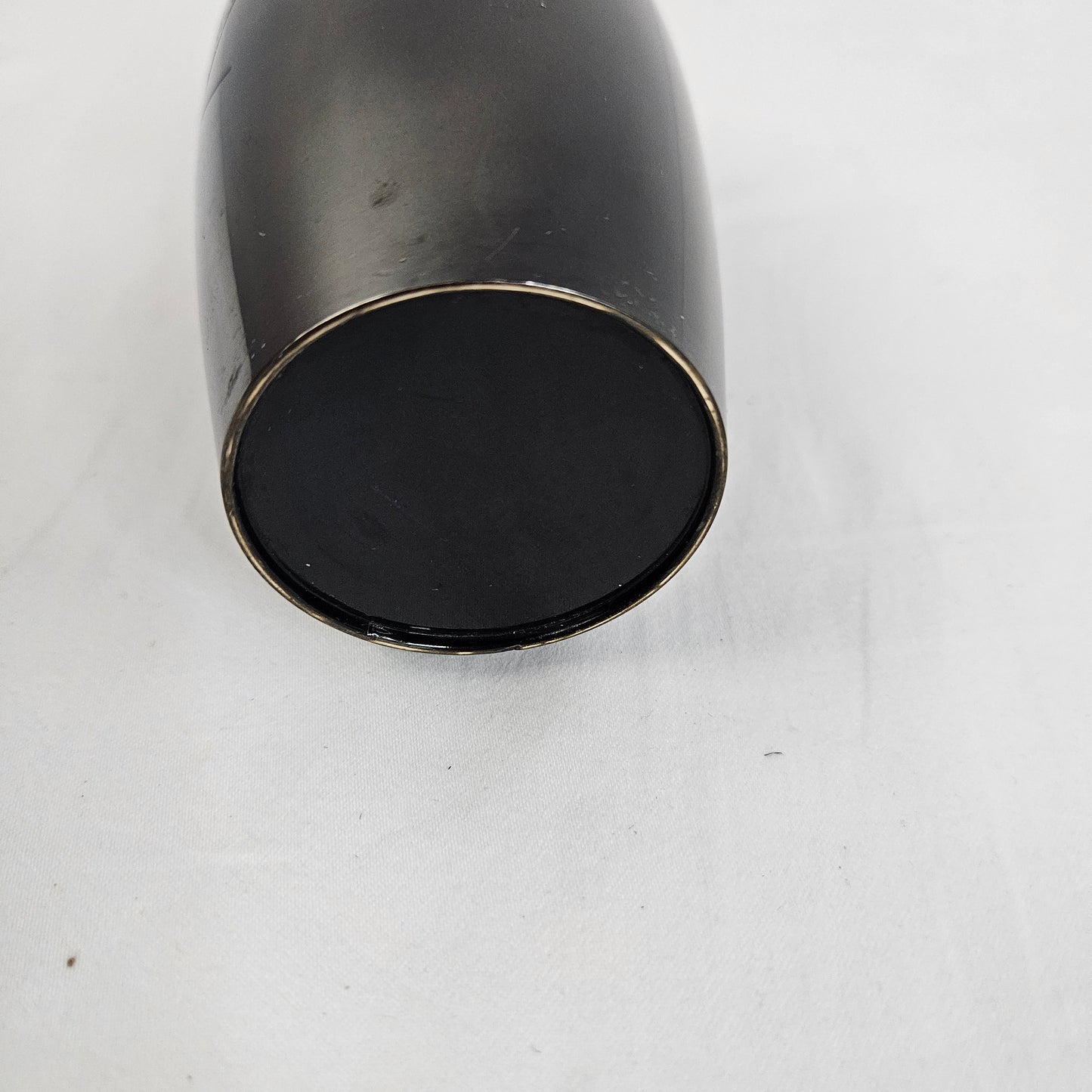 Black enamel vase with Japanese inspired landscape scene and gold accents