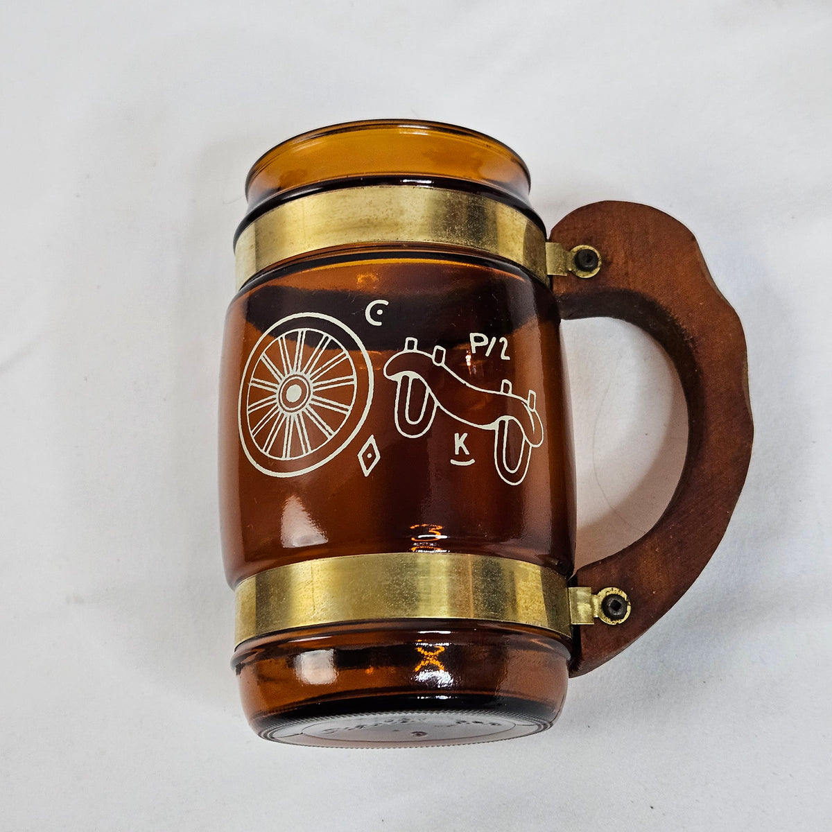 Vintage SiestaWare brown glass mugs, wooden handles, mix and match