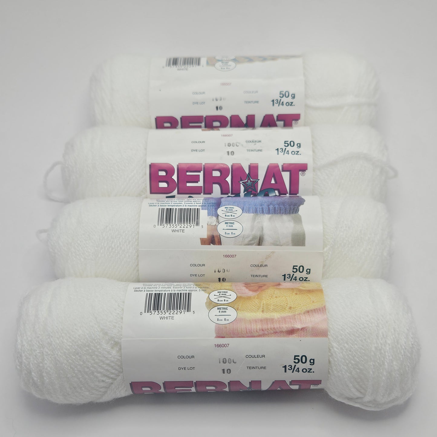 Bernat Magic Yarn, Sport D.K Tricot Leger, #1000 White, Same Dye Lot