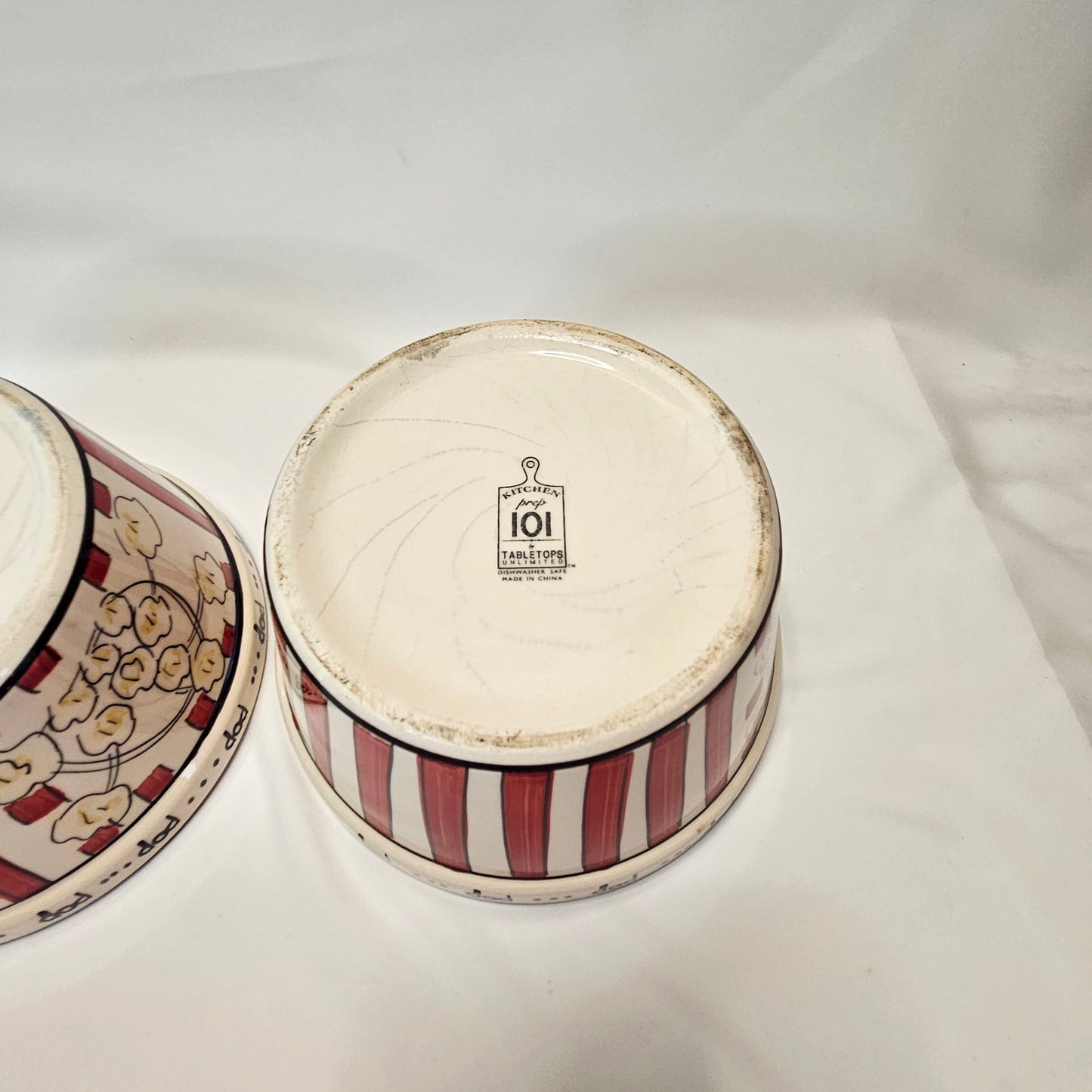 Popcorn Bowl Set, 1 large and 3 small ceramic bowls, Kitchen Prep 101, Tabletops Unlimited