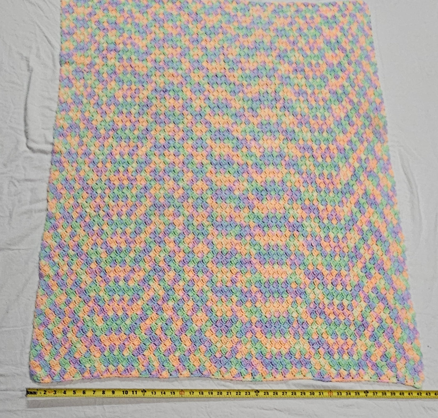 54" x 43" pastel crocheted blanket