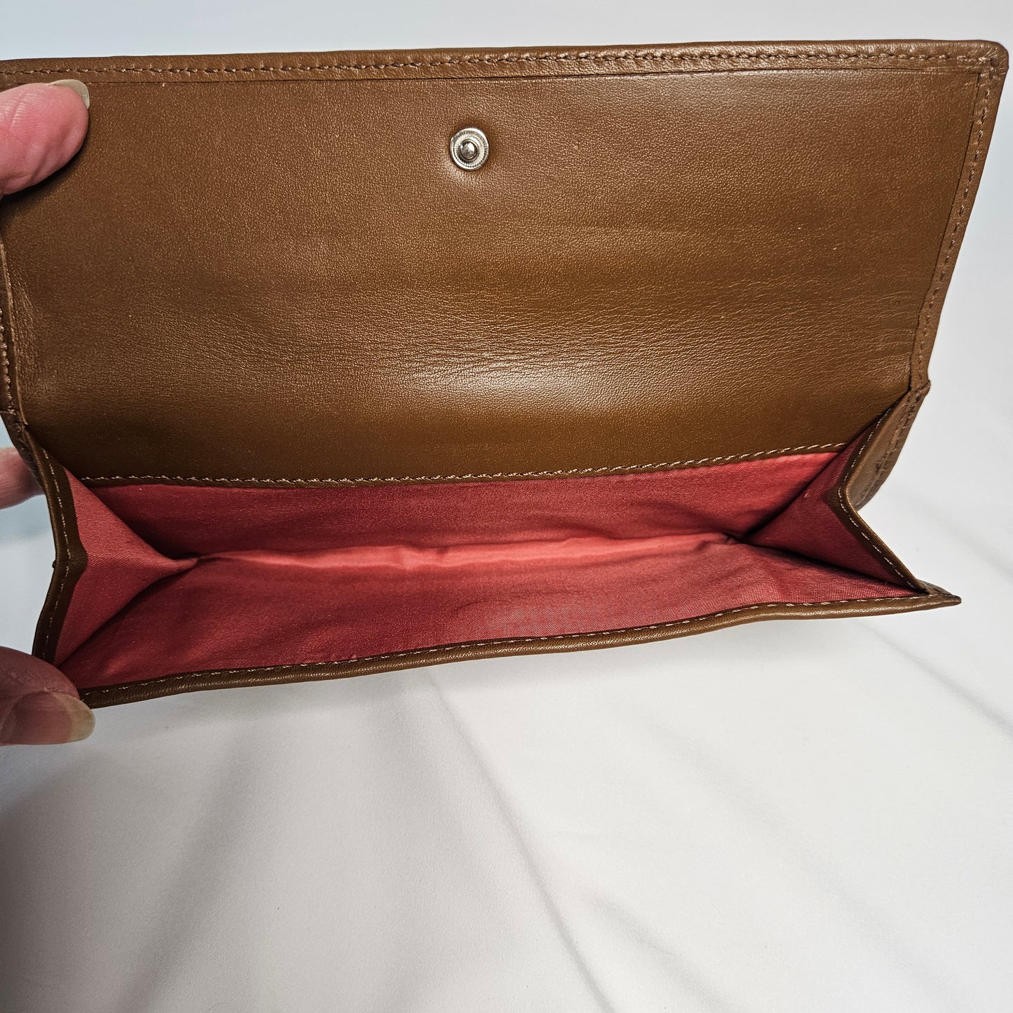 Coach Wallet, Signature C Khaki Brown, Turnlock, Jacquard Leather Trim