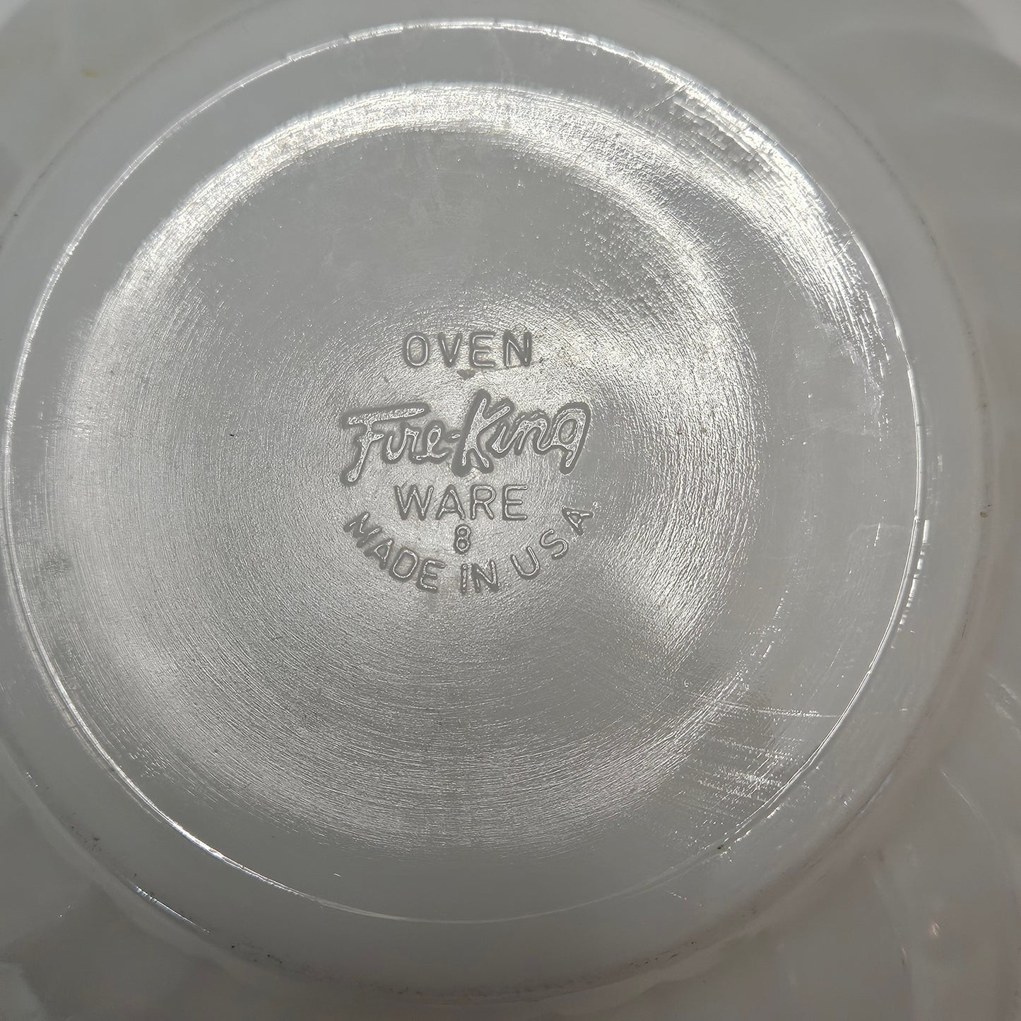 Vintage Fire-King White Swirl 8" mixing bowl