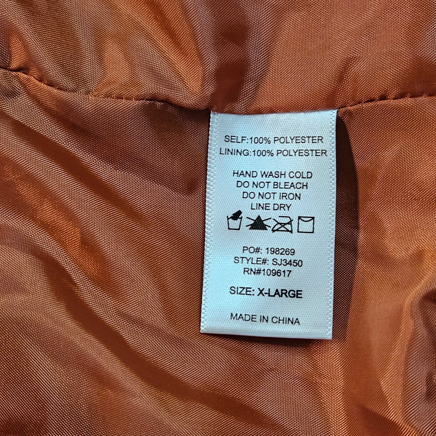 Shinestar Collection sherpa jacket, rust color, XL