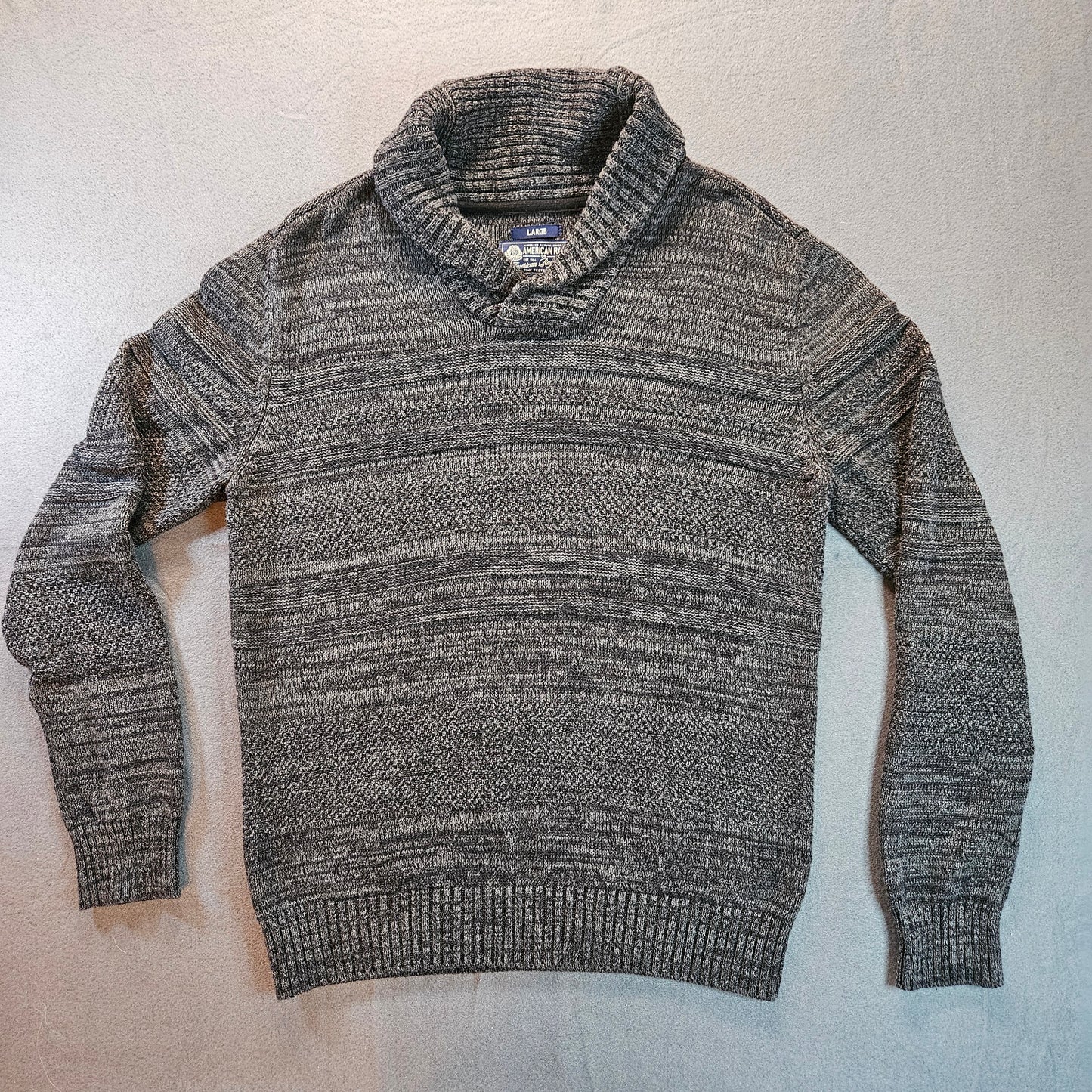 American Rag men's collared cotton sweater, Large, Heathered Grey, long sleeve