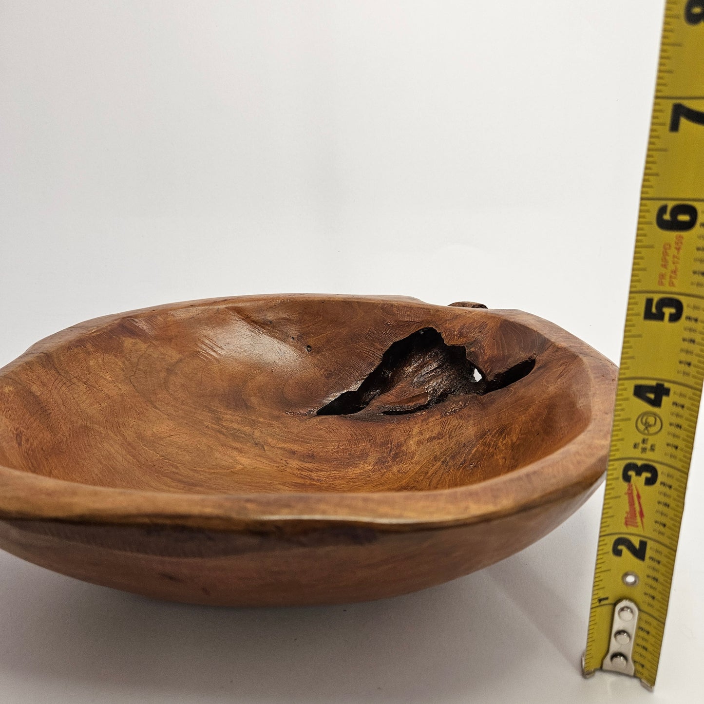 Vintage British Gardens teak decorative bowl, 10 x 11 x 3 inch