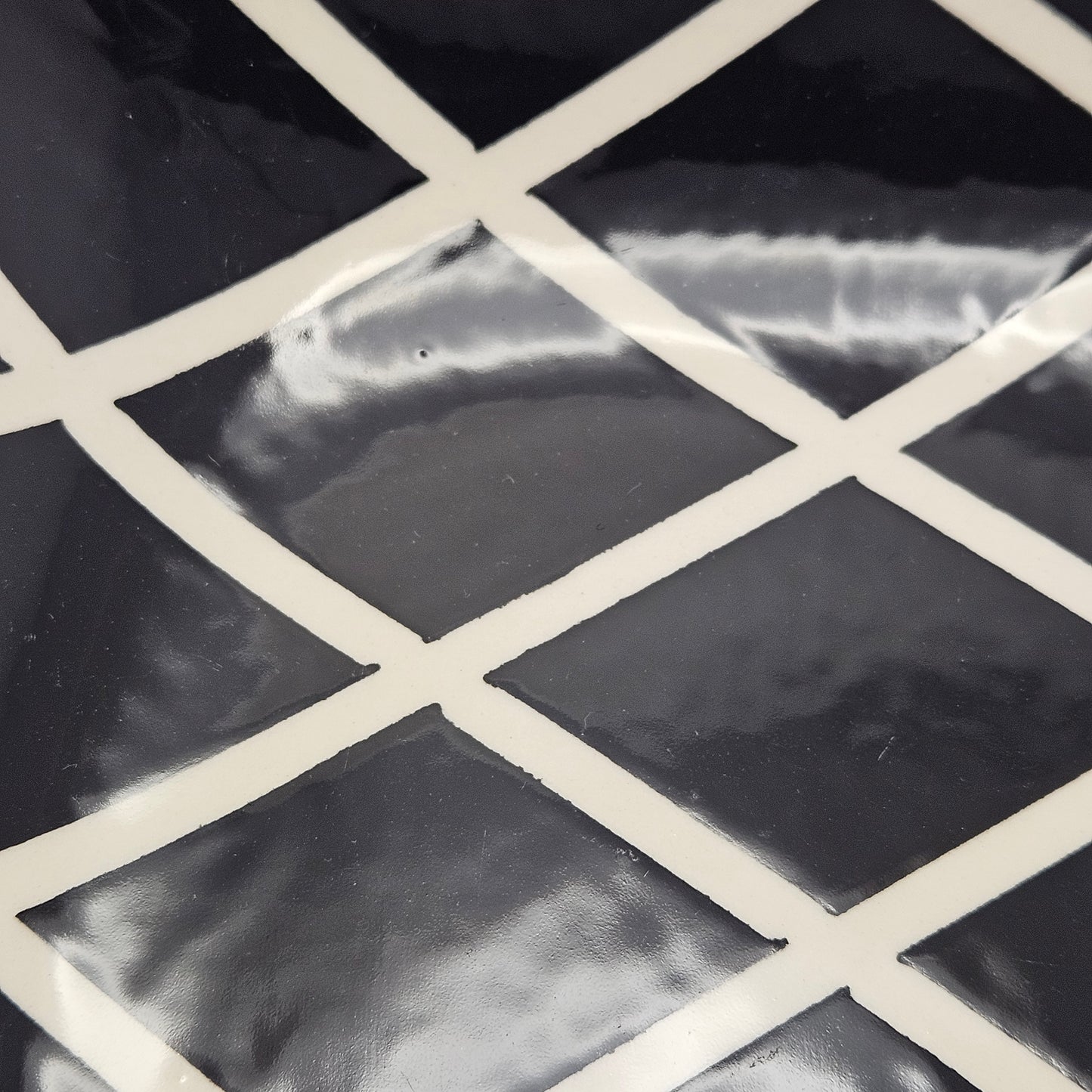 RARE Vintage Dorothy Hafner STATS Porcelain black lattice serving bowl 1985