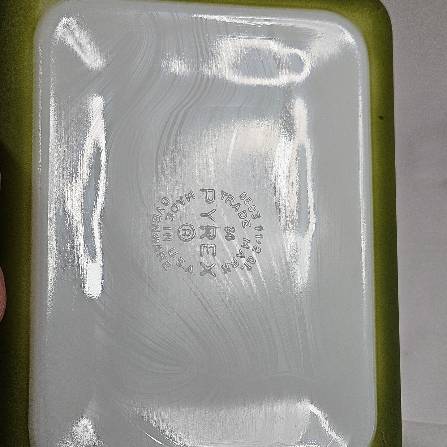 Vintage Pyrex Verde rectangle 1 1/2 quart baking dish, Model 503