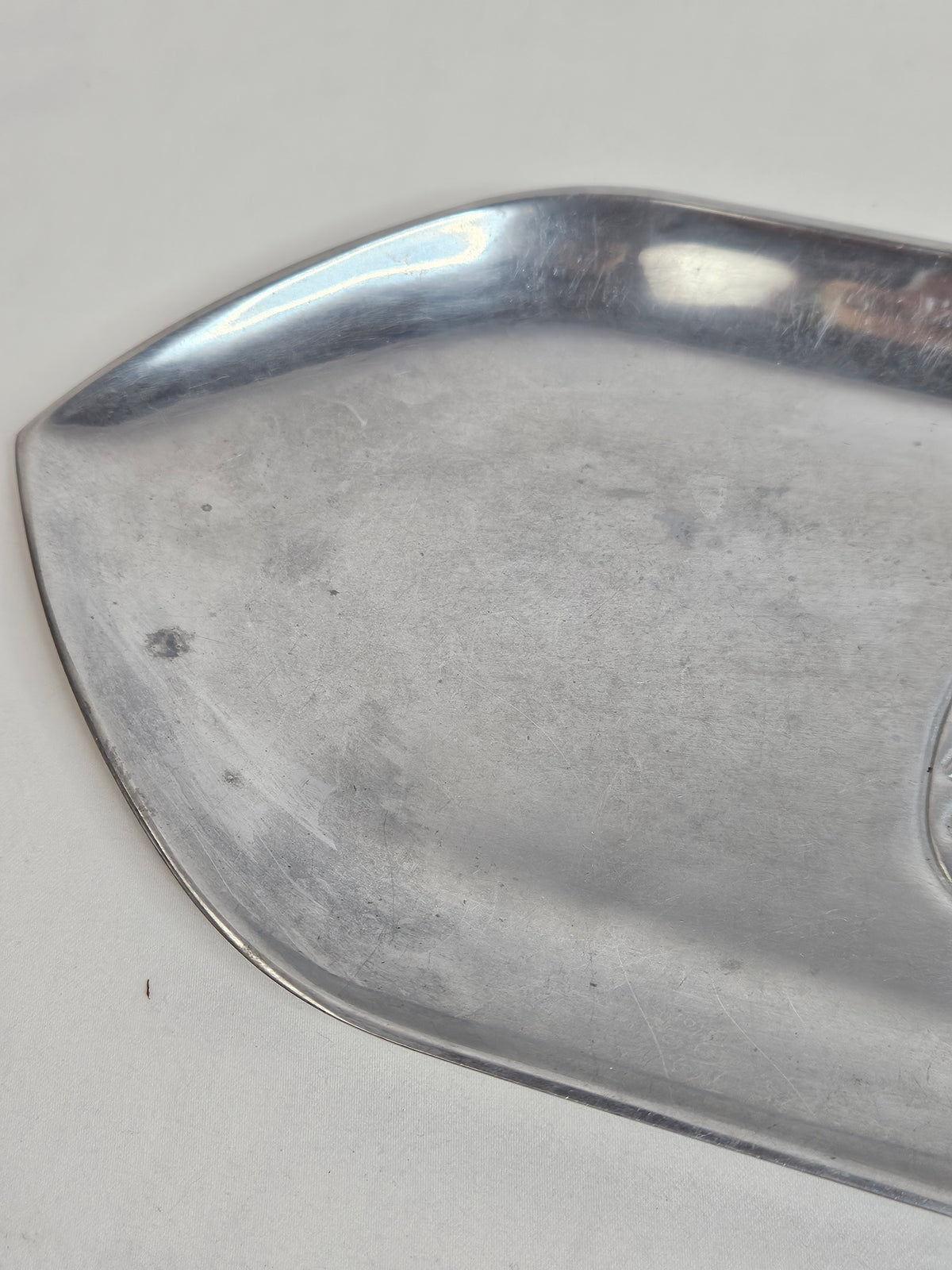 Vintage PartyLite Polished Aluminum Pillar Candle Holder Oval Tray