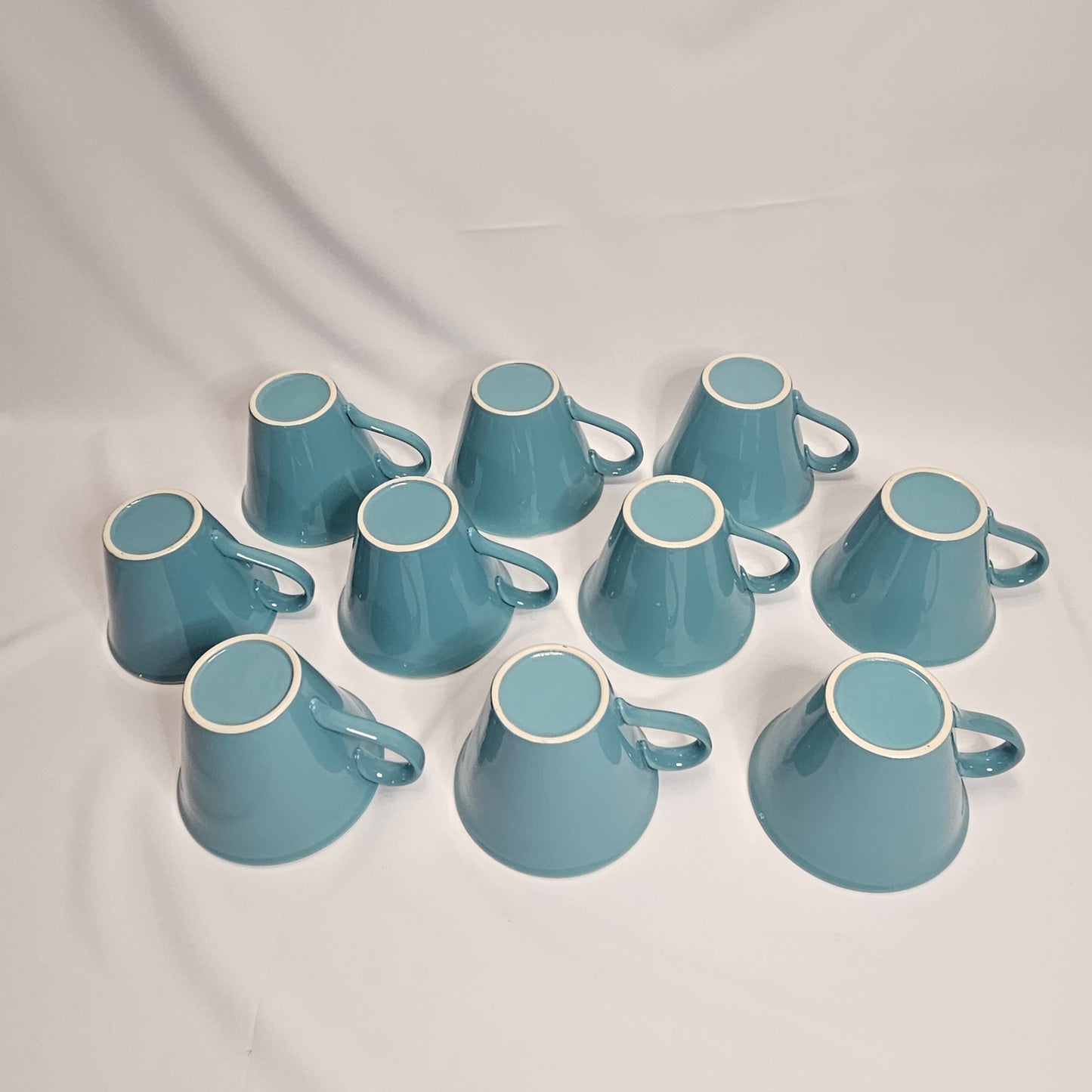 Vintage blue ceramic coffee cups, set of 10 cups