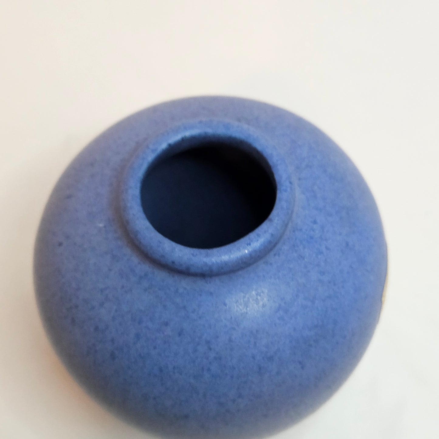 Vintage Niloak Pottery small round vase, Ozark Blue, late 1930s