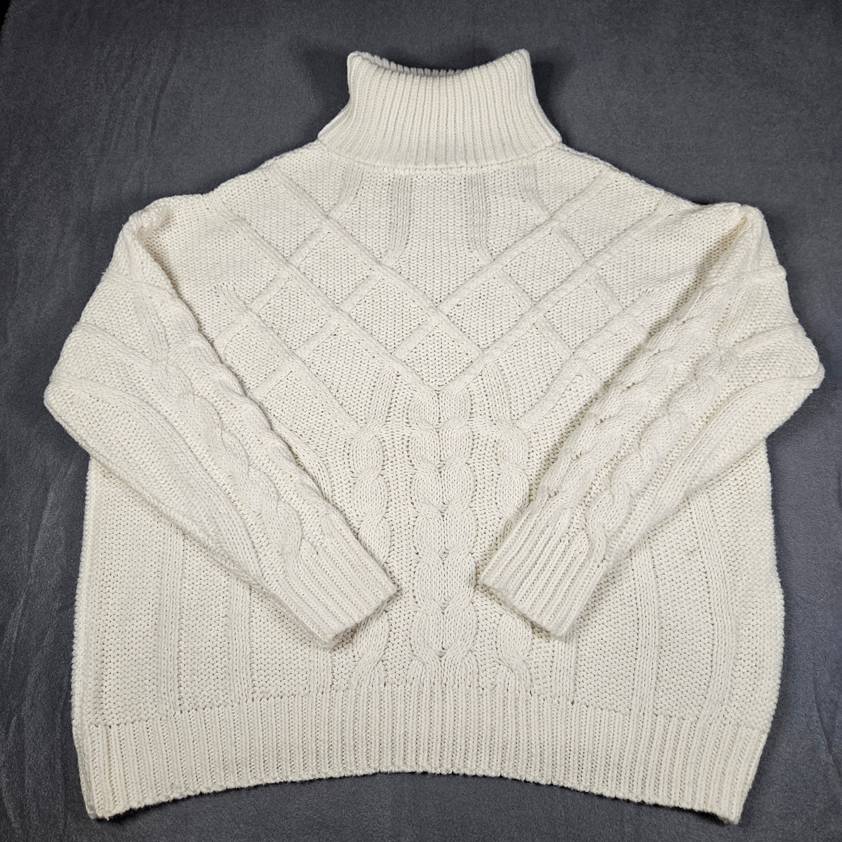 Favlux cowl neck chunky long-sleeve women's sweater, large, ivory