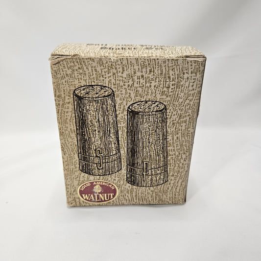 Vintage walnut salt and pepper shakers, NOS, never used