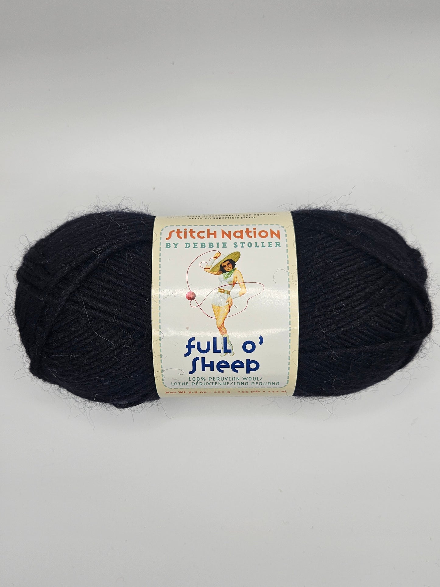 Full O' Sheep 100% Peruvian Wool Yarn, 1 Skein, Black, Color 2012
