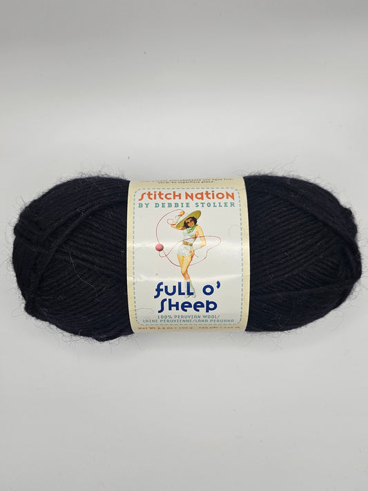 Full O' Sheep 100% Peruvian Wool Yarn, 1 Skein, Black, Color 2012