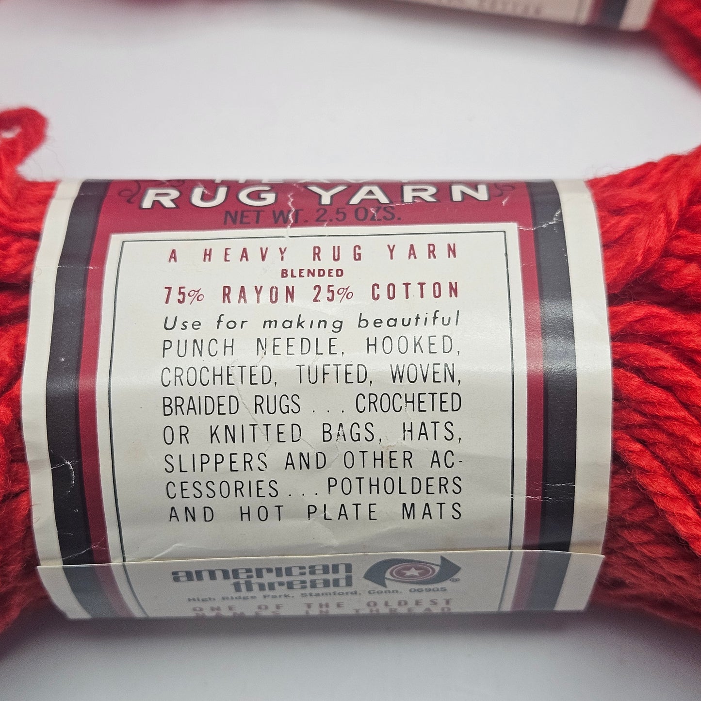 Aunt Lydia's Heavy Rug Yarn, Color Red, 75% Rayon, 25% Cotton, Lot of 4 skeins