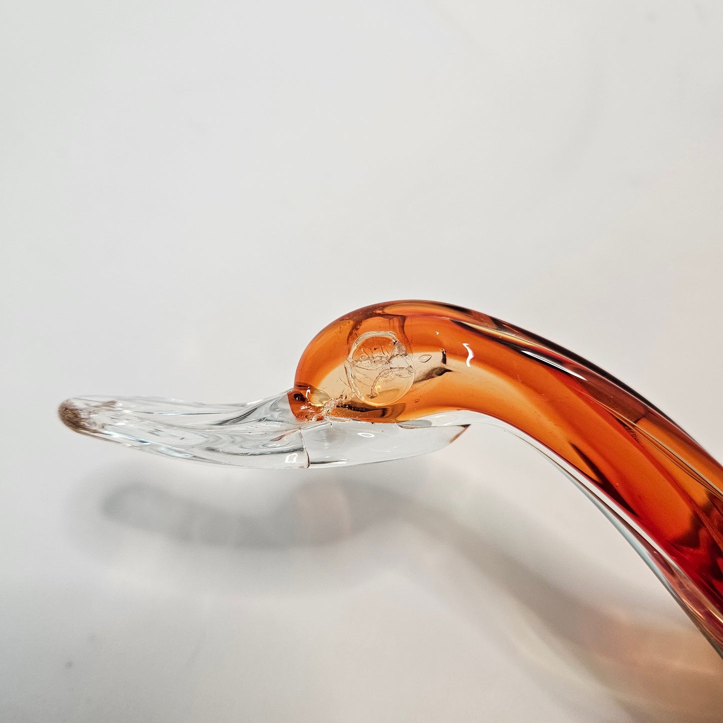 Vintage Murano style blown glass decorative duck, 13" x 8" x 4"