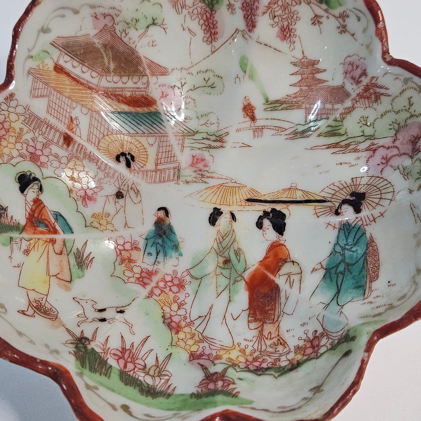 Geisha girl vintage porcelain hand painted plate