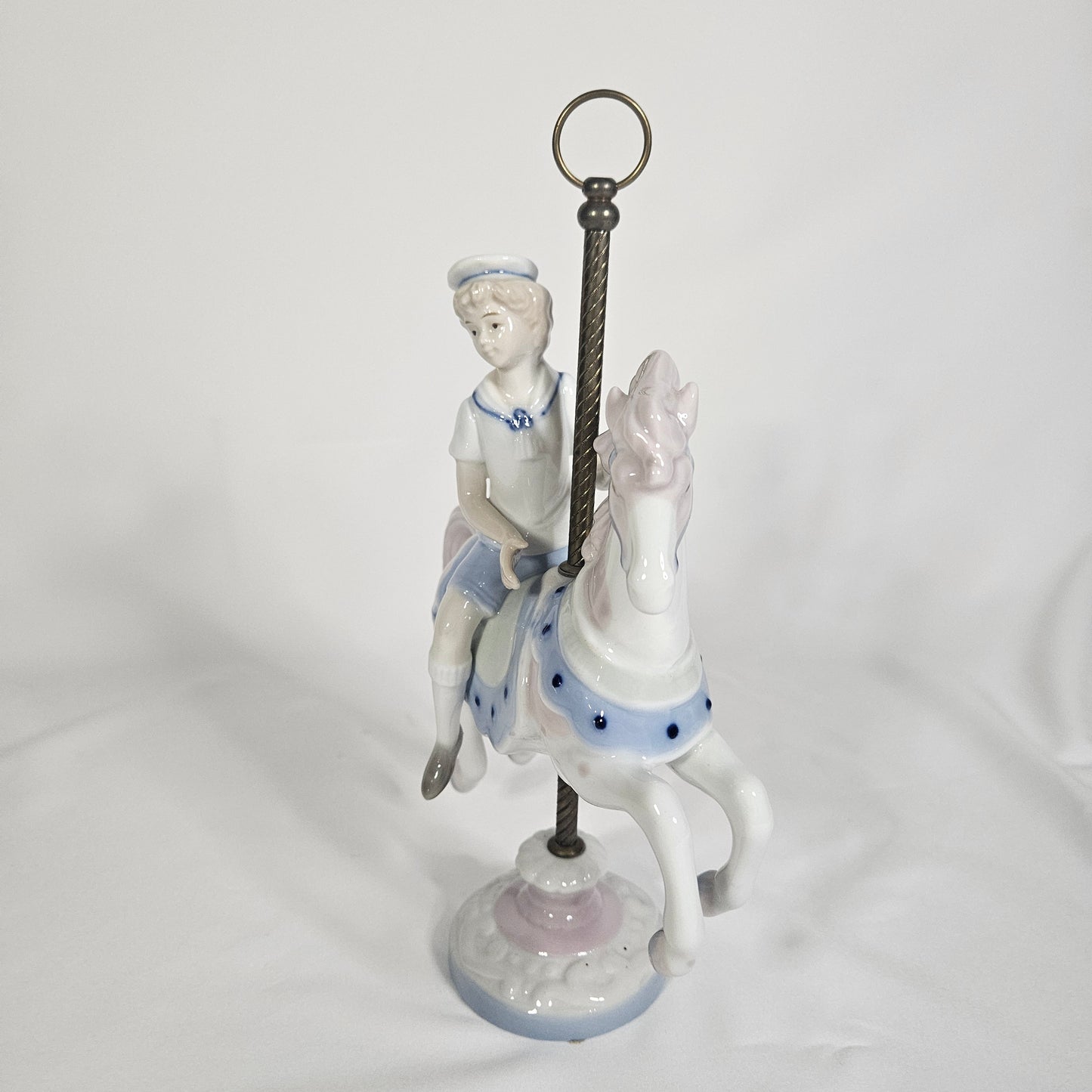 Vintage Paul Sebastian Porcelain Carousel Horse with Sailor Boy, 1990, Collectible Figurine