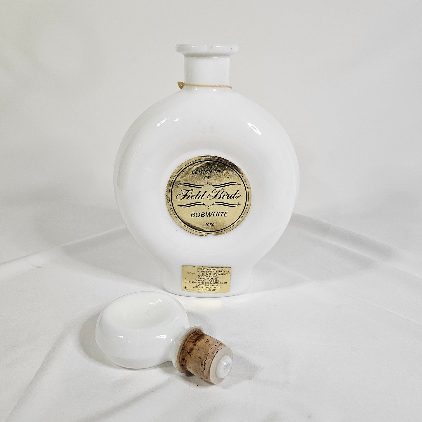 Dant Distillery Vintage Milk Glass Whiskey Decanters, Field Birds