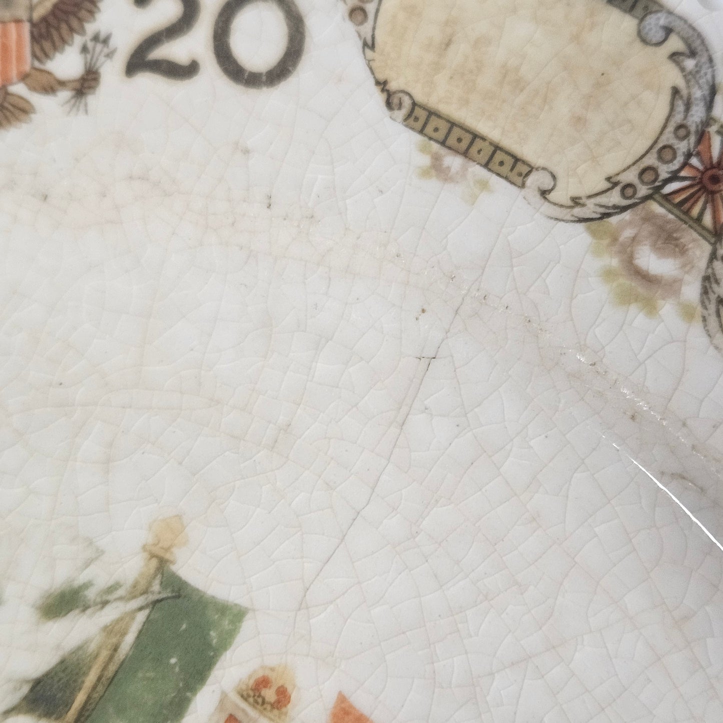 Antique 1920 World War 1 Victory calendar plate, D.E. McNicol, East Liverpool