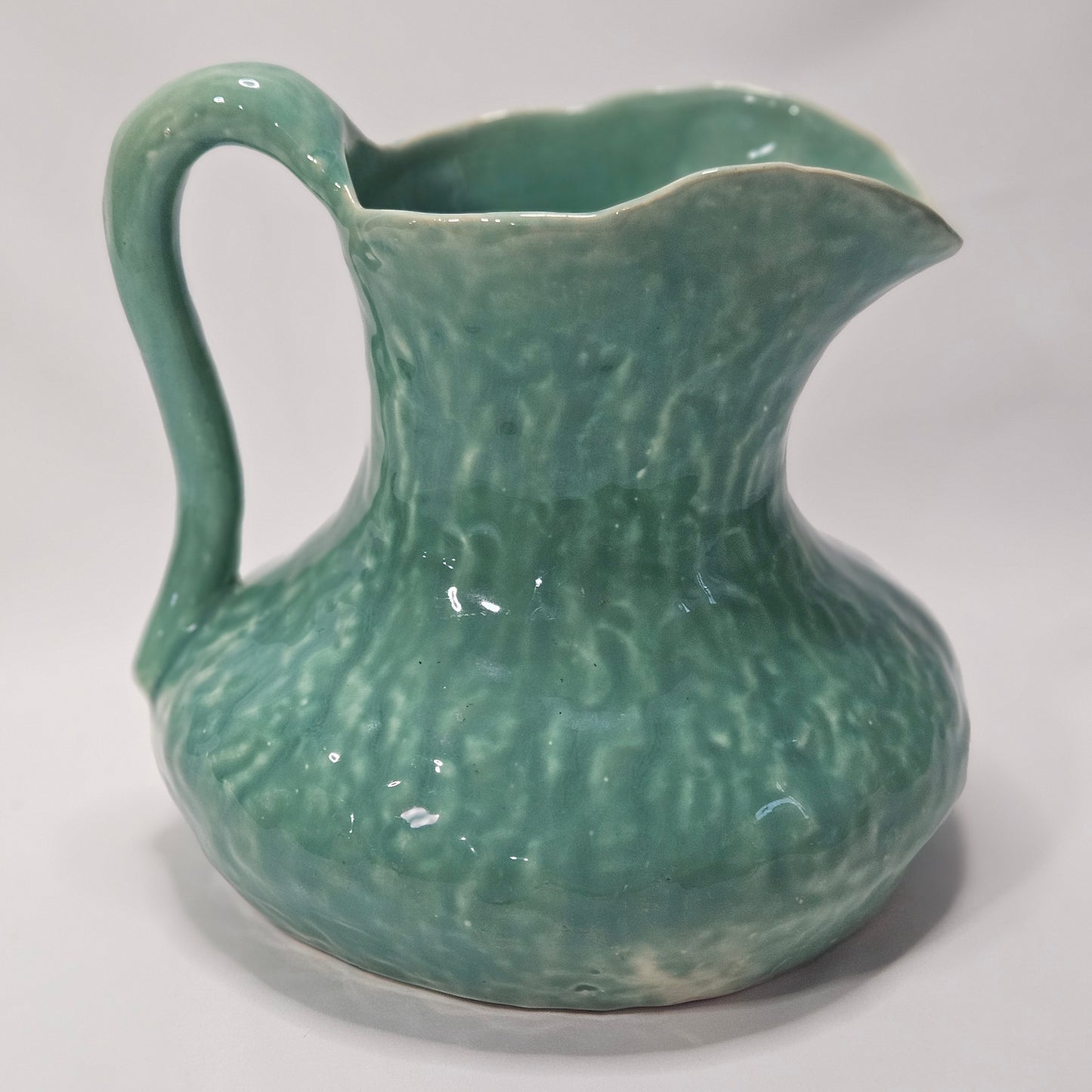 Vintage Pitcher by Worcester, blue green pottery, 9 x 7 x 6