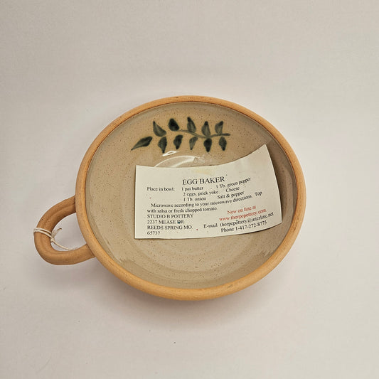 Thorpe pottery, signed, hand thrown bowl, clay outside glazed inside