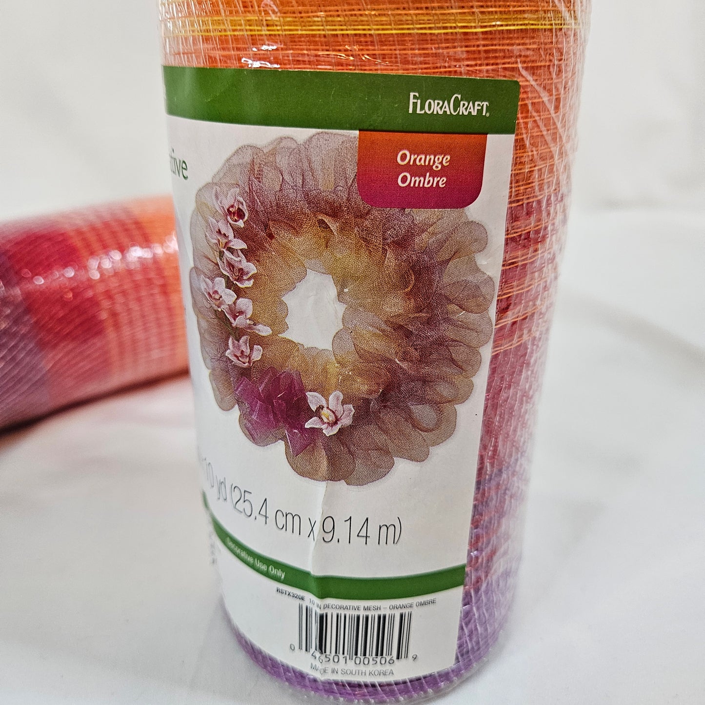 FloralCraft Decorative mesh 10 inch ribbon, Orange Ombre, 10 yards, 2 rolls
