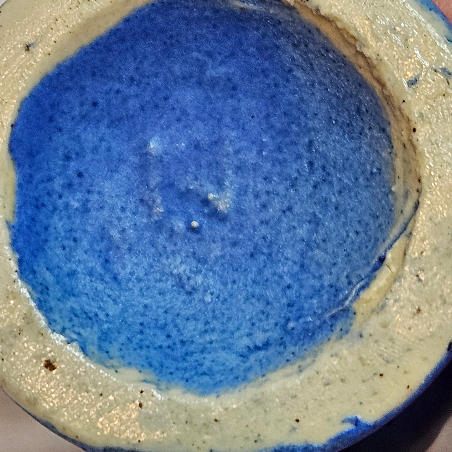 Vintage Niolak scalloped small vase, 3 inches, Ozark Blue, 1940s