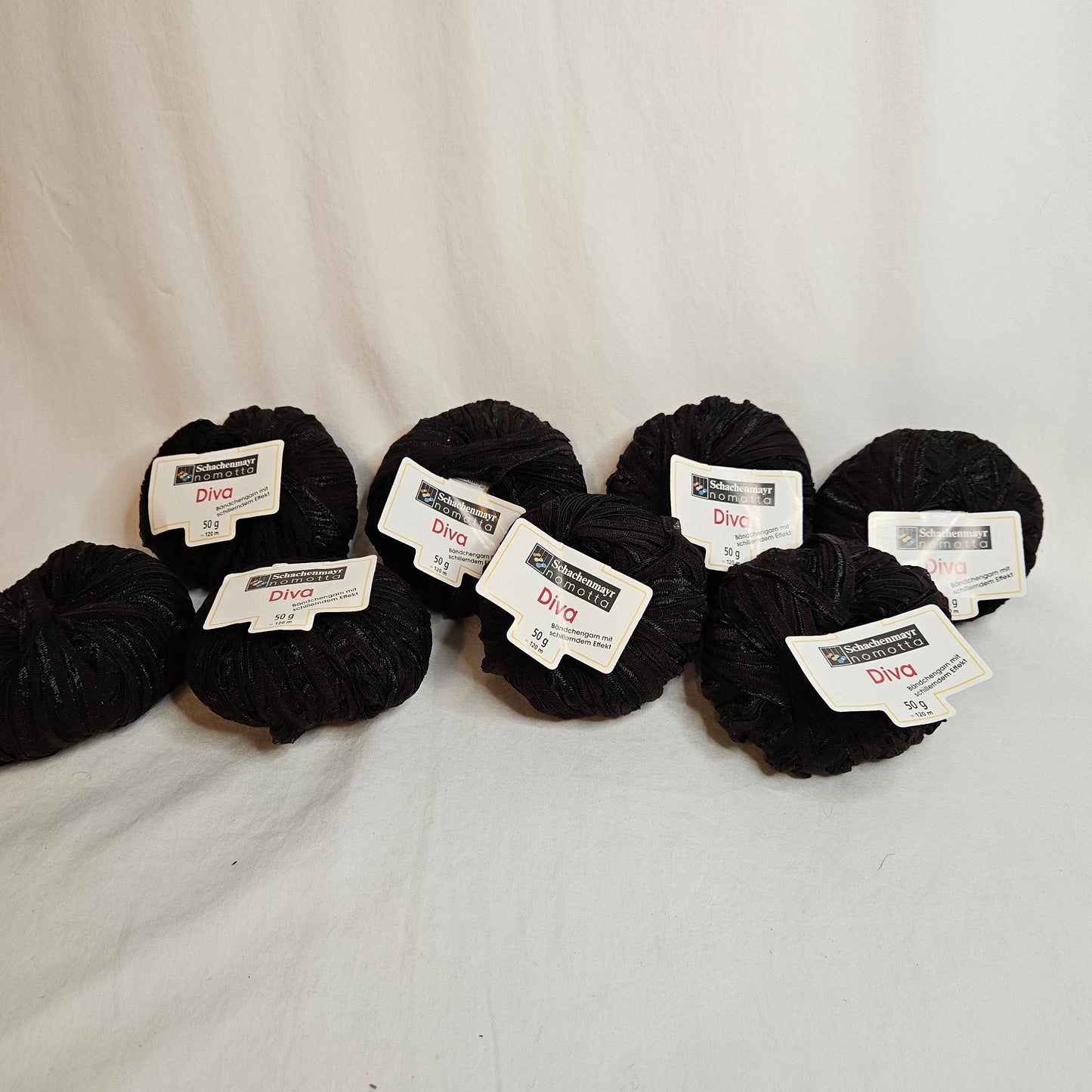 Schachenmayr Nomotta DIVA ribbon yarn, Black/Brown, lot of 8 balls