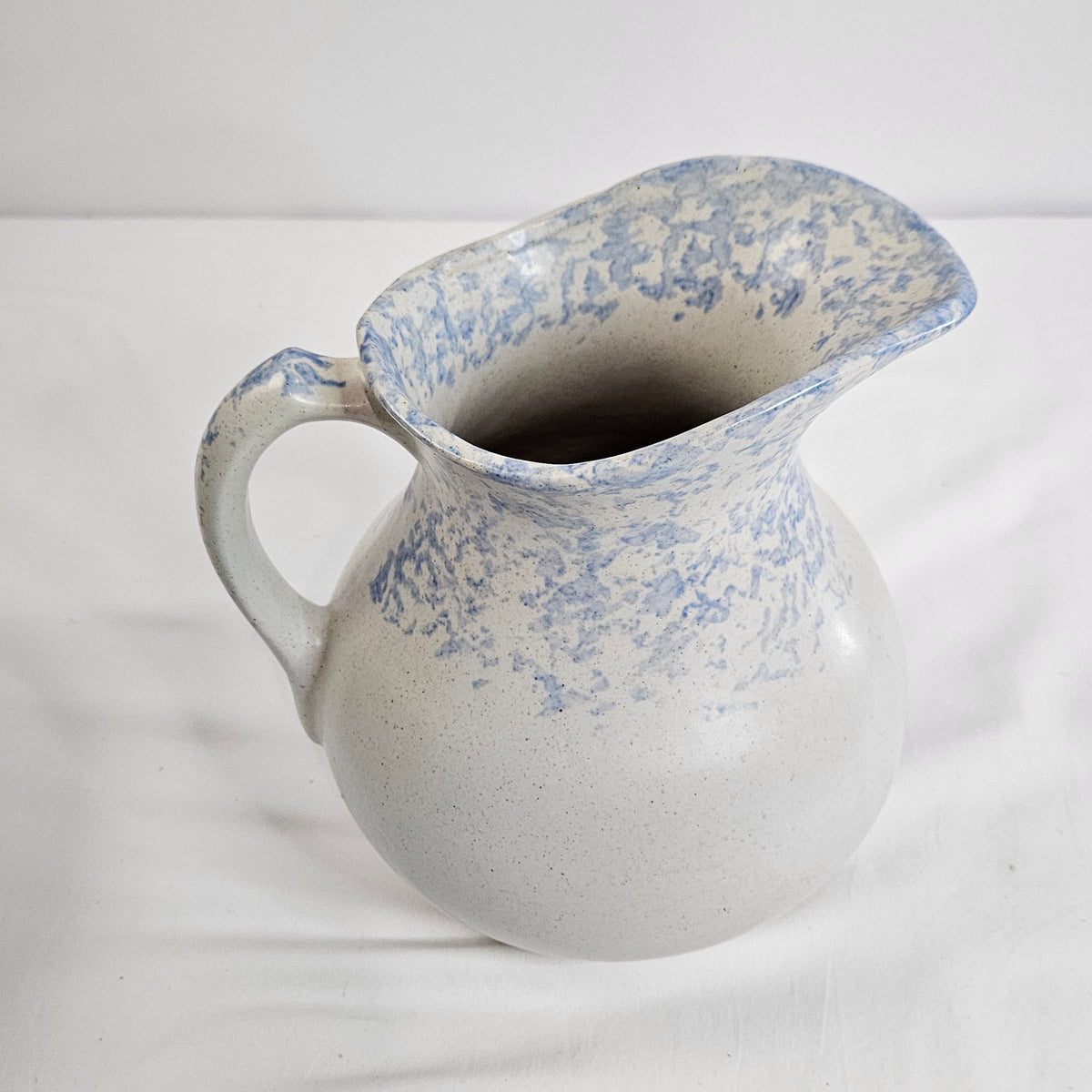 Vintage RRP Company Blue Spongeware pitcher and bowl set