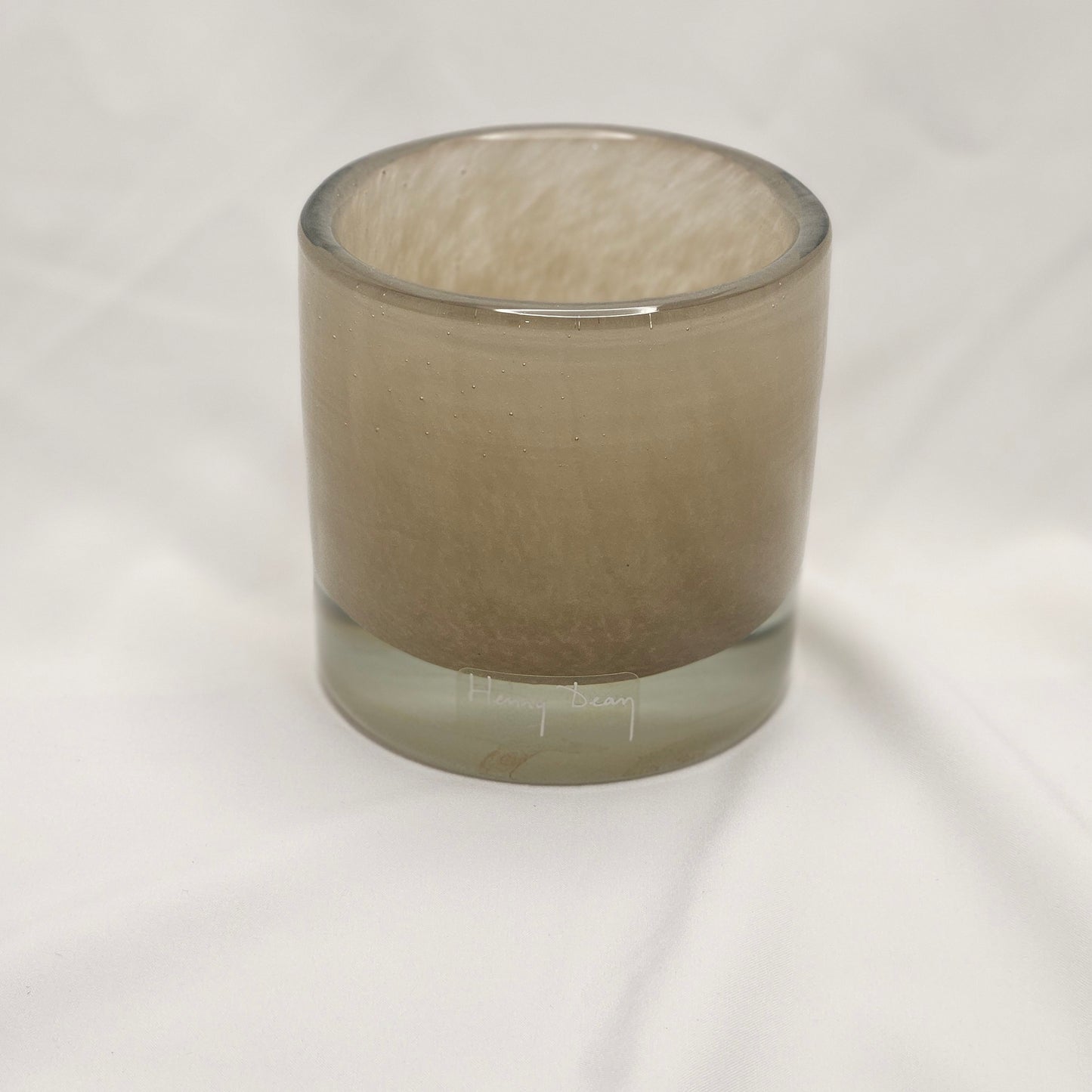 Henry Dean art glass votive holder, brown