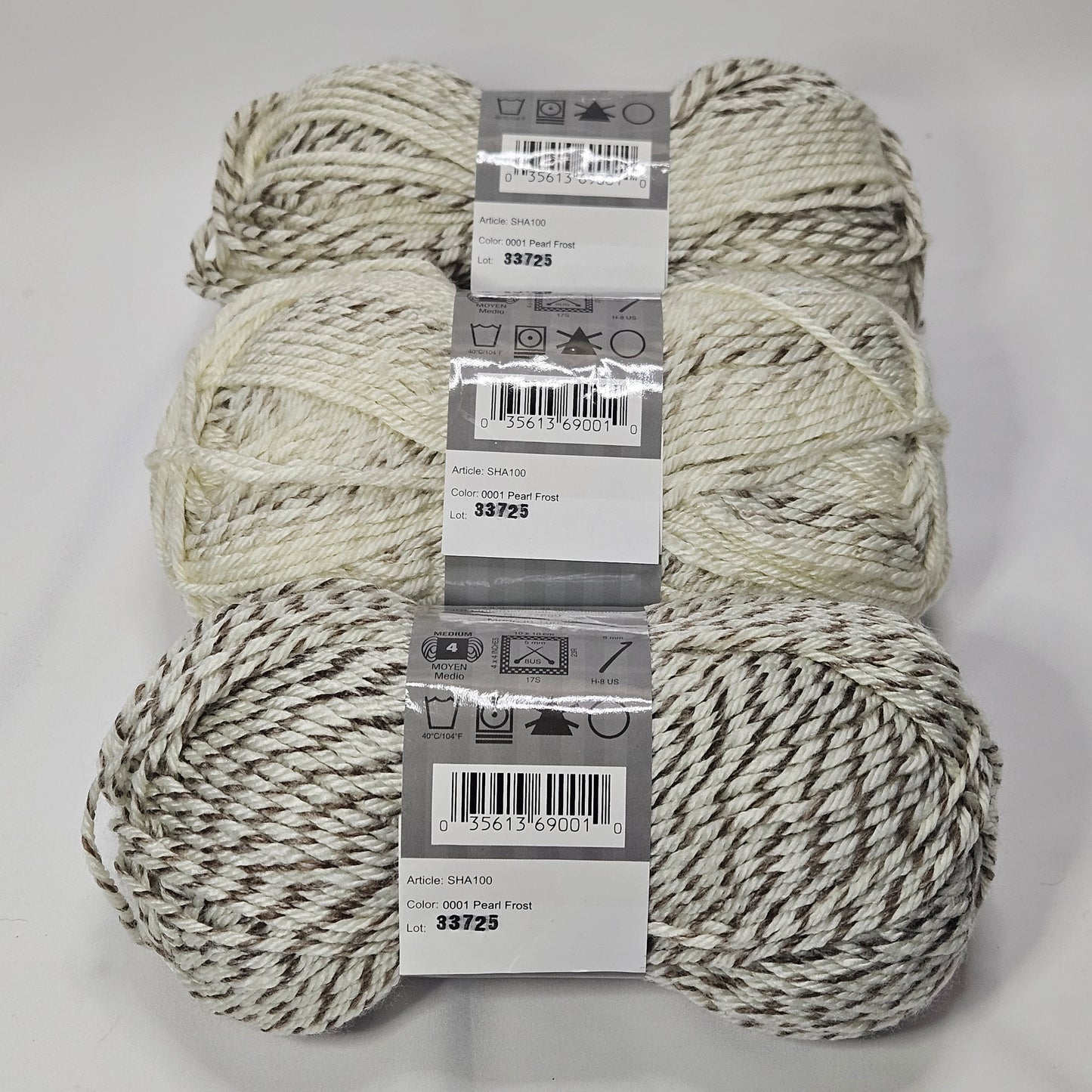 Caron Simply Soft Shadows acrylic yarn, Pearl Frost, 3 skeins