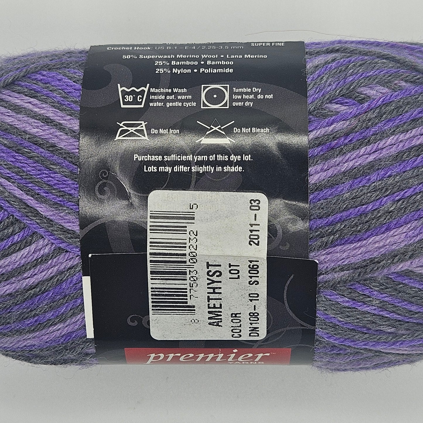 Deborah Norville Serenity Sock Weight Yarn Amethyst, Merino Wool, Bamboo & Nylon