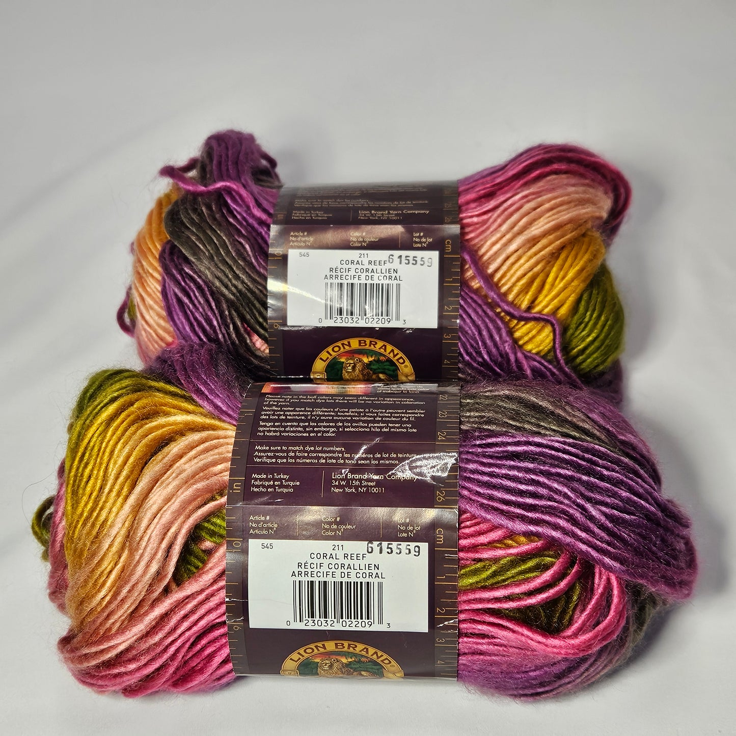 Lion Brand Landscapes yarn, Coral Reef, 4 medium, 2 skeins