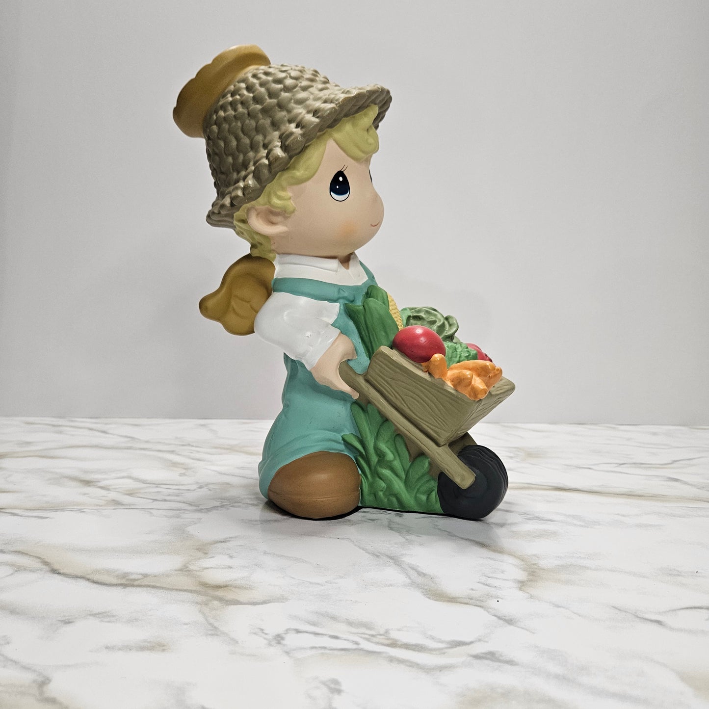 Precious Moments 10" figurine, Angel Boy with Wheelbarrow