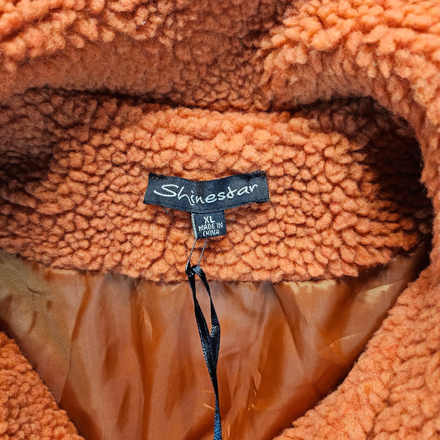Shinestar Collection sherpa jacket, rust color, XL