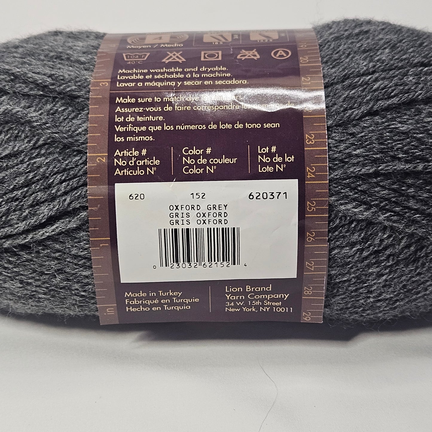 Lion Brand Wool Ease yarn, Oxford Grey, 80% Acrylic, 20% wool