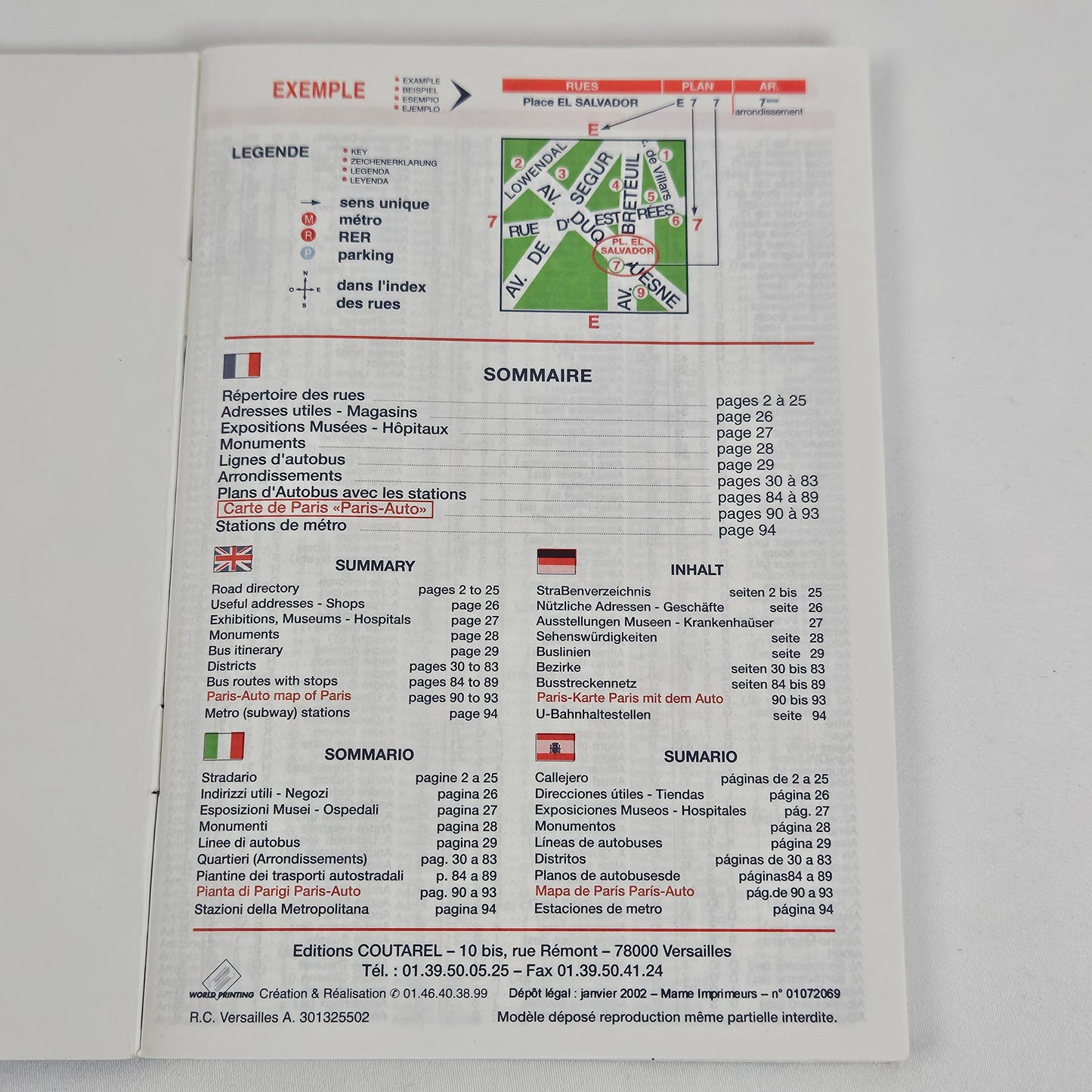 Vintage Paris Pocket Map, 2002