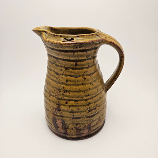 Studio Art Pottery Hand Thrown Stoneware Pitcher Vintage Signed by Artist 8"