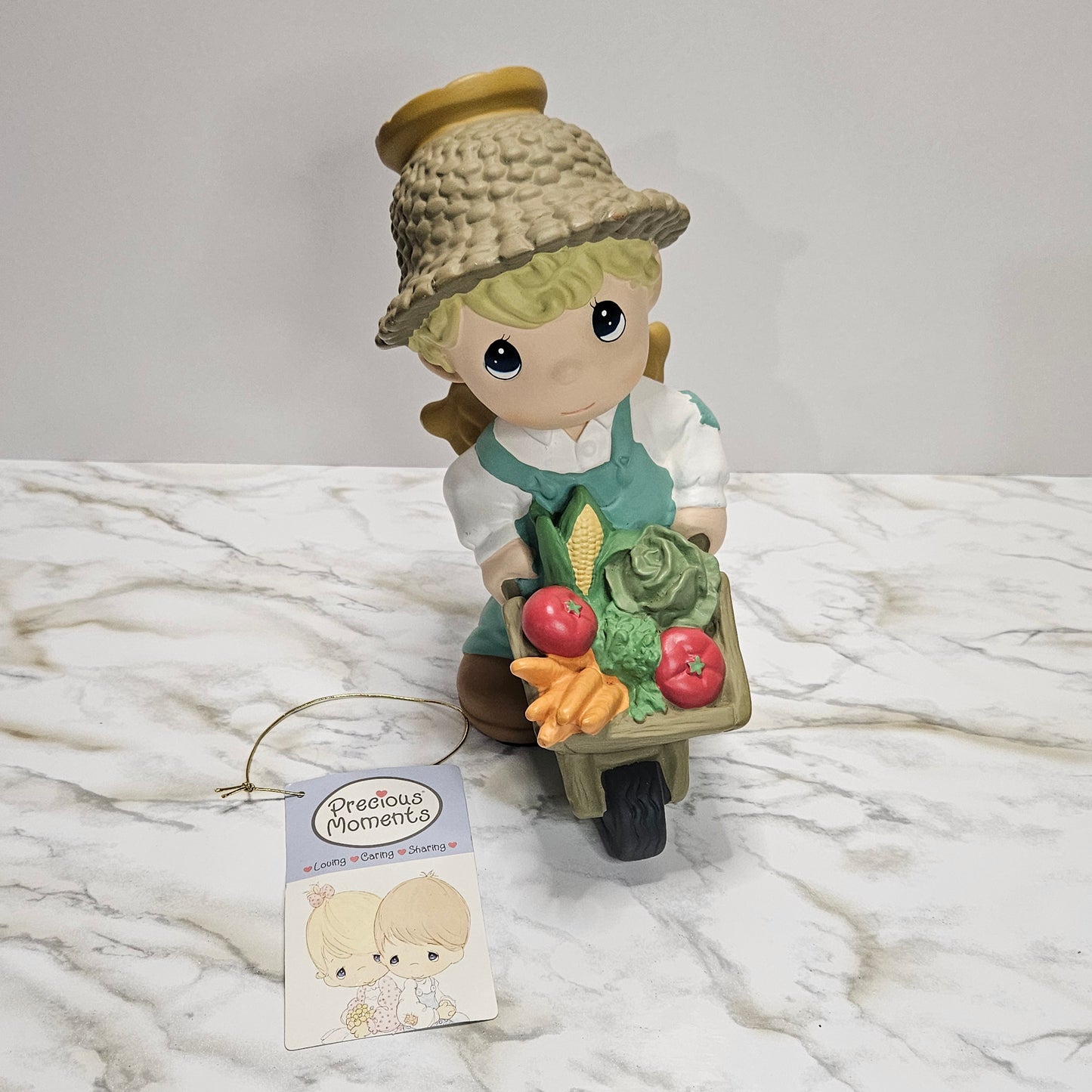 Precious Moments 10" figurine, Angel Boy with Wheelbarrow